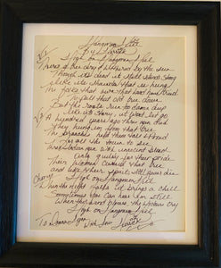 FRAMED SIGNED HANDWRITTEN LYRIC SHEET - YOUR CHOICE OF SONG