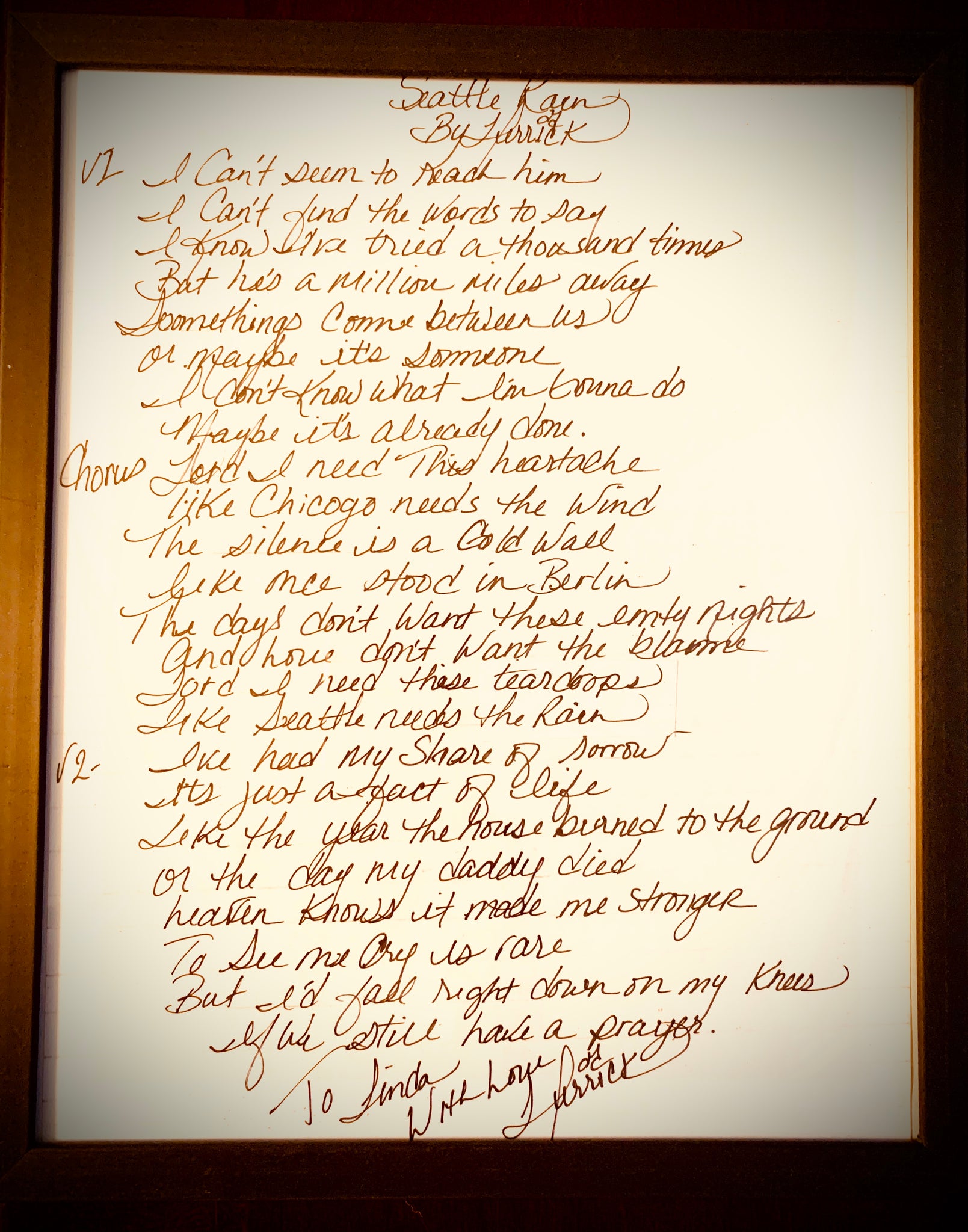 American Made Handwritten Lyric Sheet – A Story Told